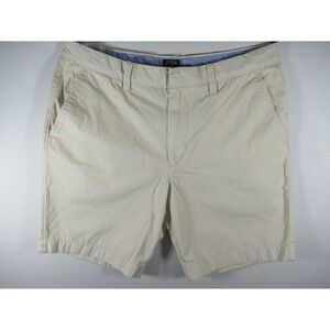 J Crew Chino Shorts Men 35 Beige 9" Inseam Flat Front Cotton Gramercy
